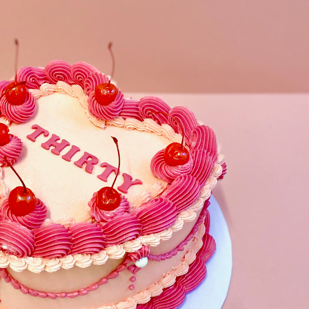 CHERRIES VINTAGE HEART CAKE