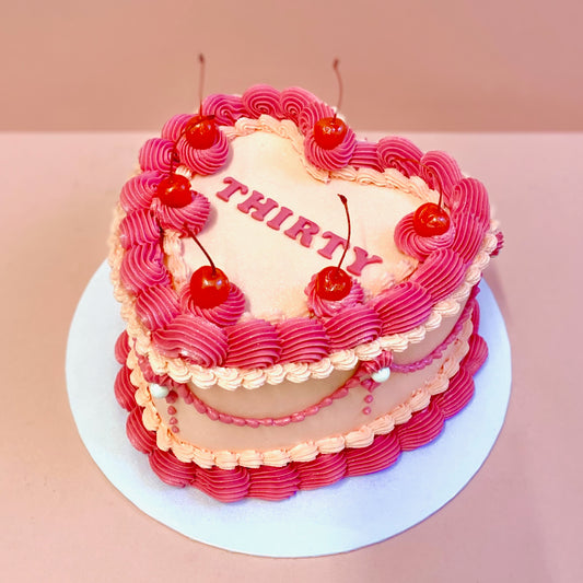 VINTAGE HEART CHERRIES CAKE