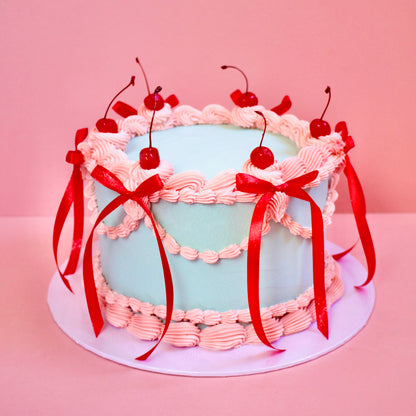 RIBBON & CHERRIES VINTAGE CAKE