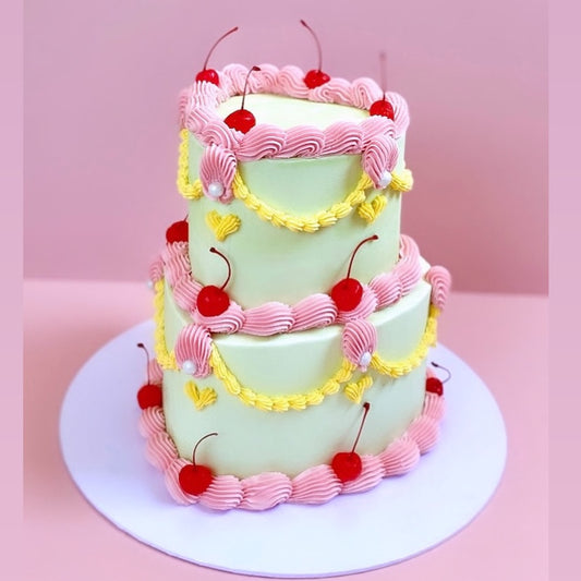 2 TIER VINTAGE HEART CAKE RETRO